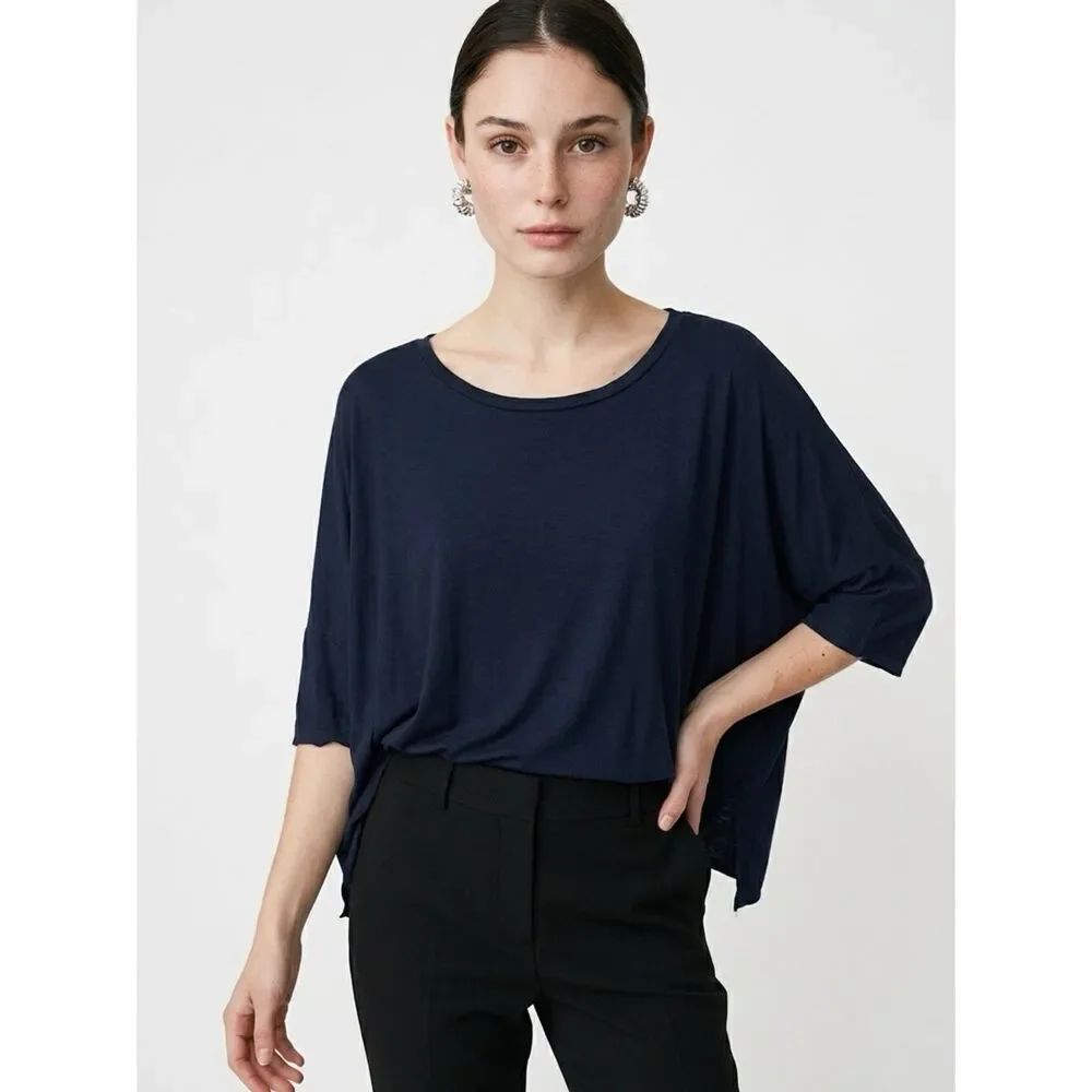 EXPRESS | Black Oversized Drapey Top Short Sleeve